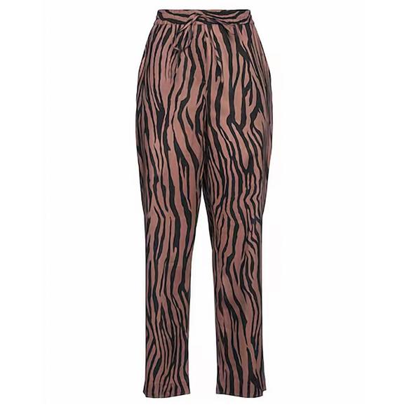 NEW NUDE women zebra print pant in chocolate.